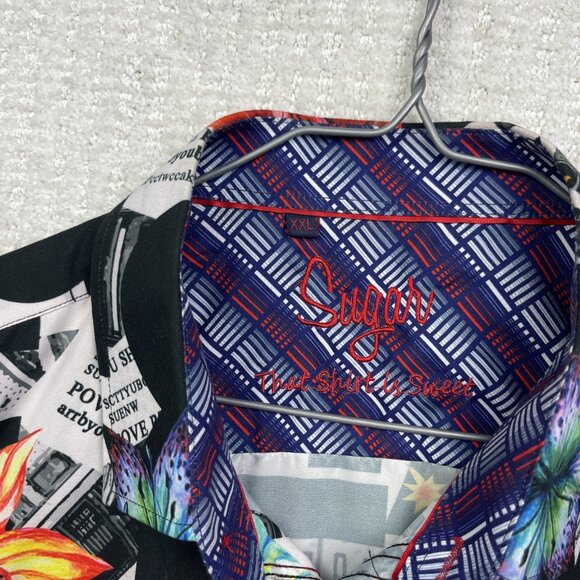 Sugar That Shirt Is Sweet Abstract Floral AOP Colorful Button Up Shirt Men XXL - Picture 7 of 13